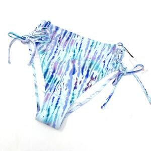Shade & Shore White Blue Purple Striped Bikini Bottom Size Medium NWT
